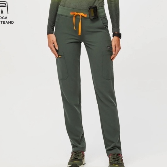 Figs Moss Green Set Yola Pants Pockets Casma Top Short Sleeves Size XXS Women’s - Picture 3 of 12